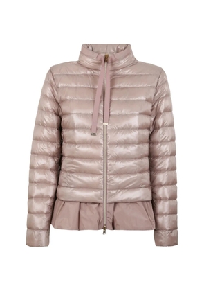 Herno quilted ruffle-trim zip-up jacket - Pink