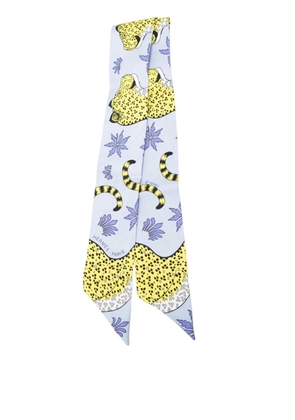 Hermès Pre-Owned 1990-2010 Les Leopards Silk Twilly Scarf scarves - Blue