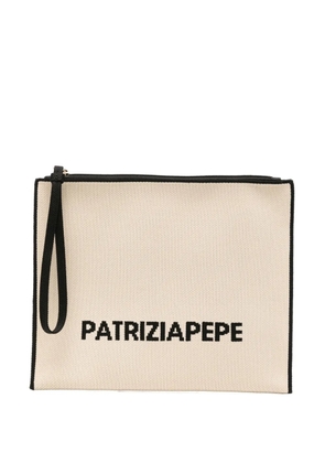 Patrizia Pepe logo-detail clutch bag - Neutrals