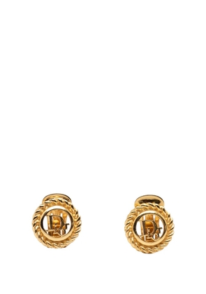Christian Dior Pre-Owned 20th Century Gold Plated Logo Round Clip On Earrings costume earrings