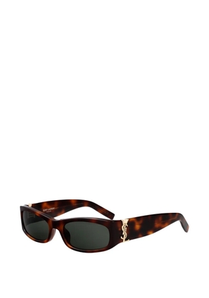 Saint Laurent monogram rectangle-frame sunglasses - Brown