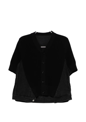 sacai denim x knit cardigan - Black