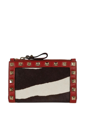 Valentino Garavani Rockstud-embellished zebra-print wallet - Black