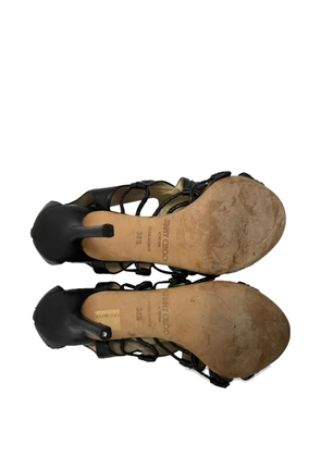 Jimmy Choo Pre-Owned cut-out leather sandals - Black