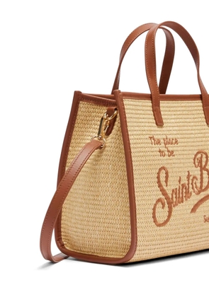 MC2 Saint Barth logo-embroidered woven shoulder bag - Neutrals