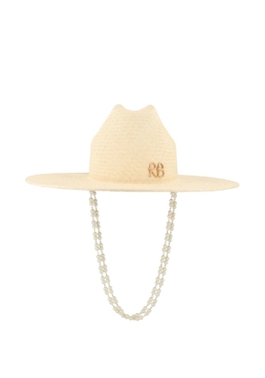 Ruslan Baginskiy pearl-embellished straw hat - Neutrals