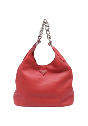 Prada Pre-Owned Pebbled Daino chain hobo bag - Red