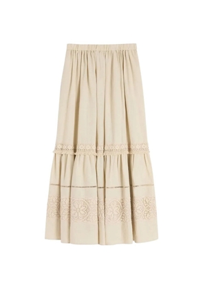 Weekend Max Mara Pallore lace-trim fringed midi skirt - Neutrals