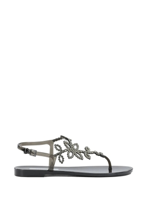 MENGHI crystal-embellished floral-detail sandals - White