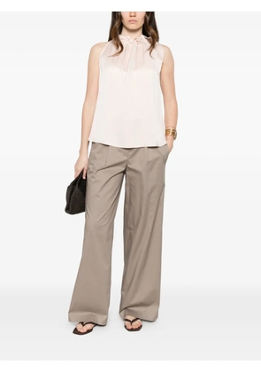 Peserico logo-waistband pleated pants - Grey