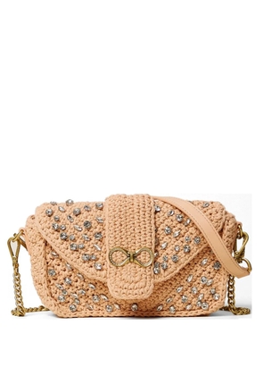 TWINSET crystal-embellished crochet shoulder bag - Pink