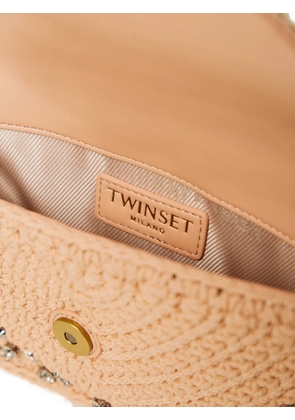 TWINSET crystal-embellished crochet shoulder bag - Pink