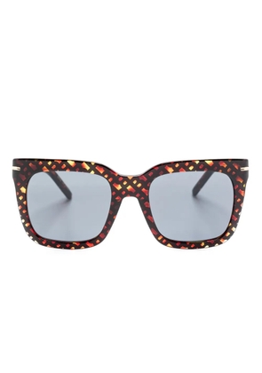 BOSS monogram-pattern square-frame sunglasses - Brown