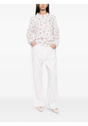 SHUSHU/TONG floral-print ruffled-collar sweatshirt - White