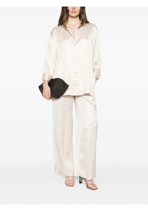 Peserico satin-finish elasticated-waistband trousers - Neutrals