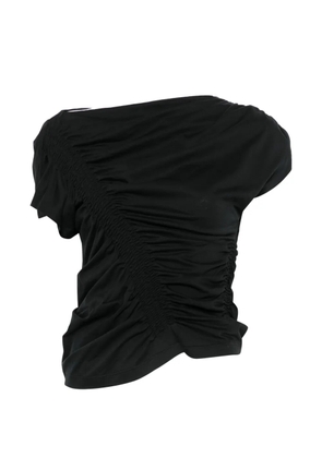 Juun.J ruched boat-neck top - Black