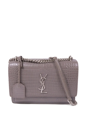 Saint Laurent Pre-Owned Sunset crocodile-effect leather shoulder bag - Grey