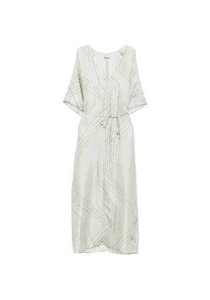 Alysi abstract-print tie-waist midi dress - Green