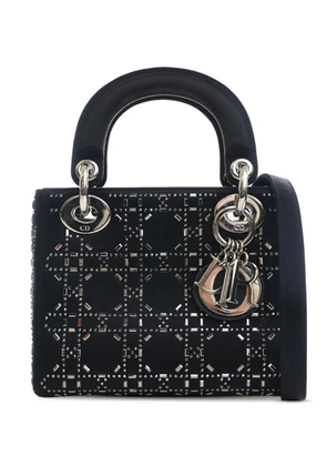 Christian Dior Pre-Owned 2017 Mini Satin Cannage Strass Crystal Embellished Lady Dior satchel - Blue