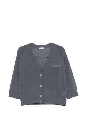 Peserico bead-embellished raglan-sleeve cardigan - Grey