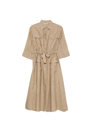 Herno belted linen midi dress - Neutrals