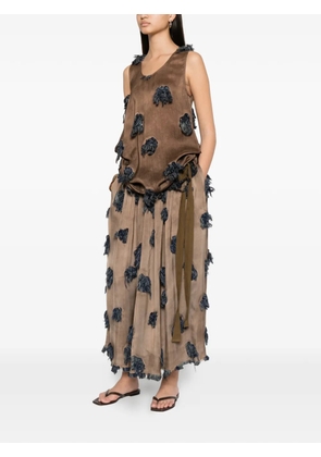 Uma Wang fringed-appliqué maxi skirt - Neutrals