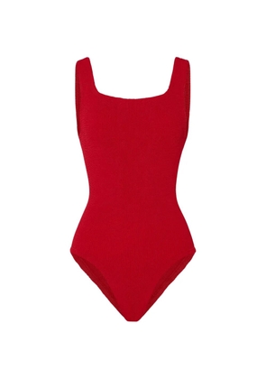 Hunza G crinkle-effect square-neck swimsuit - Red
