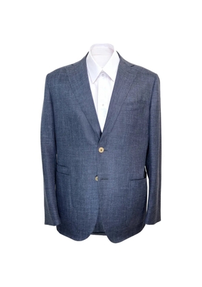 Luciano Barbera notched-lapel linen jacket - Blue