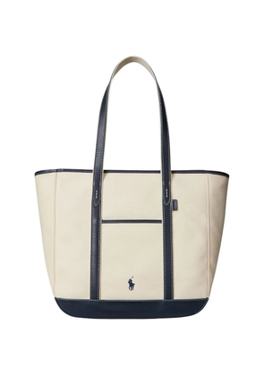 Polo Ralph Lauren Pony-embroidered leather-trimmed tote bag - Neutrals