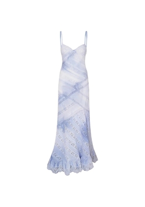 LoveShackFancy Eirene lace-trimmed ruffled maxi dress - Blue