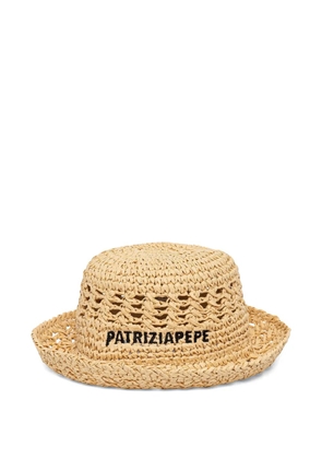 Patrizia Pepe logo-embroidered bucket hat - Neutrals