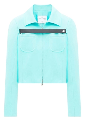 Courrèges logo-embellished twill strap jacket - Blue