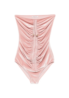 Veronique Leroy ruched velvet bodysuit - Pink