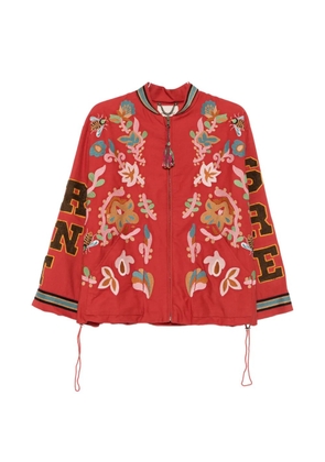 FRONT STREET 8 floweer-embroidered zip-up jacket