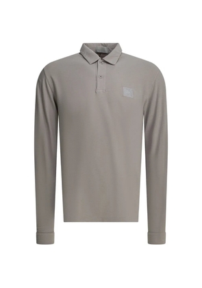 Stone Island logo-patch long-sleeve polo shirt - Grey