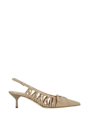 The Seller patent-finish cage-style pumps - Neutrals