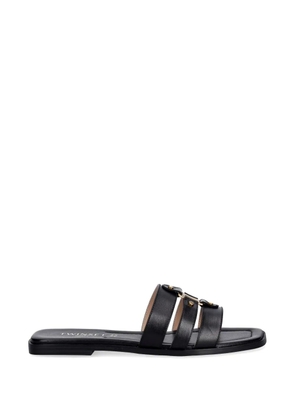 TWINSET logo-plaque triple-strap slides - Black