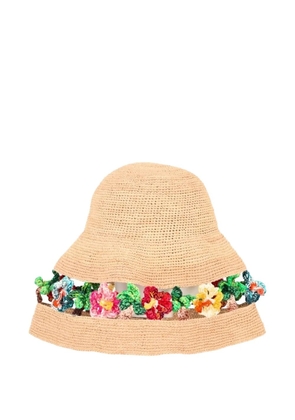 Alanui Sea Nomad floral-appliqué hat - Neutrals