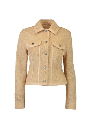 Ermanno Scervino lace leather-trim jacket - Neutrals