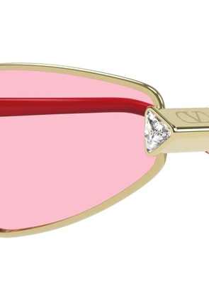 VALENTINO GARAVANI EYEWEAR crystal-embellished geometric-frame sunglasses - Gold
