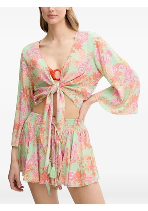 GUESS USA paisley-print tie-front top - Green