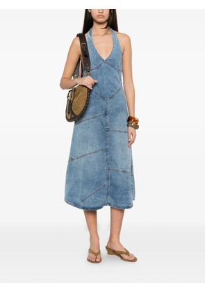 EB Denim Delphi pieced halter midi dress - Blue