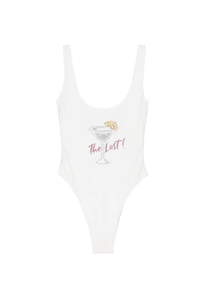 Oséree rhinestone-embellished scoop-neck swimsuit - White