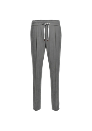 Brunello Cucinelli herringbone drawstring trousers - Grey