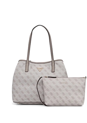 GUESS USA Victtoria monogram-pattern logo-plaque tote bag - Grey