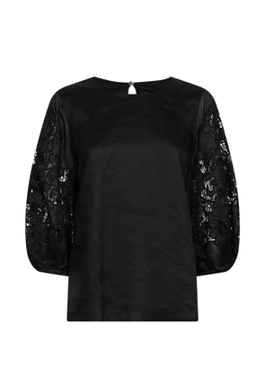 Max Mara broderie-anglaise macramé-sleeve blouse - Black