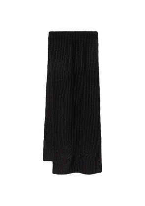 GUESS USA ribbed-knit logo-embroidered scarf - Black