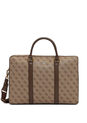 GUESS USA Milano monogram-print logo-patch laptop bag - Neutrals