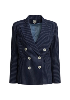 Ines De La Fressange June pinstripe double-breasted coat - Blue