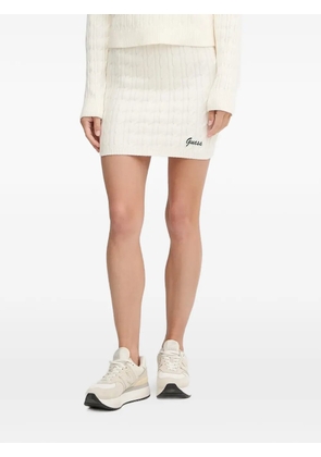 GUESS USA cable-knit logo-patch mini skirt - White
